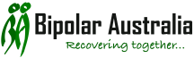 Bipolar Australia logo (two human stick figures in green in the shape &quot;B&quot; and &quot;A&quot; next to the words &quot;Bipolar Australia&quot;. Underneath it says &quot;Recovering together...&quot;)