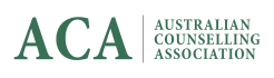 Green font ACA adjacent to Australian Counselling Assocation