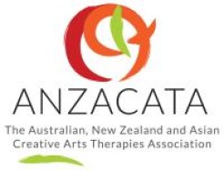 Red and orange logo with green accent and text The Australian, New Zealand and Asian Creative Arts Therapies Association