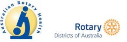 Blue graphic representing a microscope against a yellow circle and blue font spelling Australian Rotary Health 