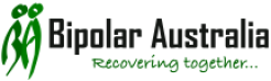 A green logo with black font spelling Bipolar Australia Recovering together