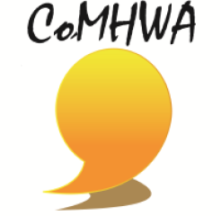 A yellow speech bubble with black font: CoMHWA