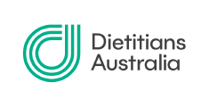 Dieticians Australia logo with a stylised 'd' formed by three green lines
