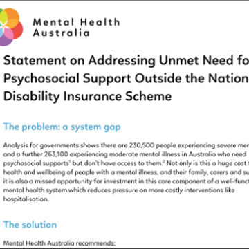 Statement on Addressing Unmet Need for Psychosocial Support Outside the NDIS