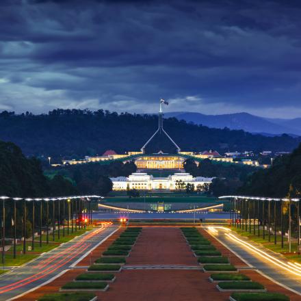 Parliament House, Canberra, at night time